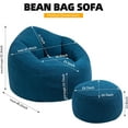 thumbnail image 2 of DEALTOPS Bean Bag Sofa Chair with Footrest, Foam-Filled Comfy Lounge Chair for Living Room, Bedroom, Dorm & Nursery, Blue, 2 of 7