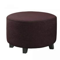 AUQ Round Ottoman Storage Cover Folding Stool Covers Furniture Protector Cover for Footrest Ottoman Fit Dia 20"-23" Brown