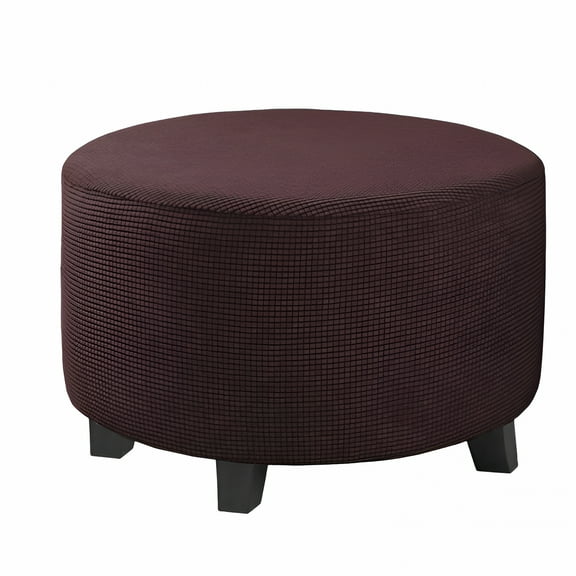 AUQ Round Ottoman Storage Cover Folding Stool Covers Furniture Protector Cover for Footrest Ottoman Fit Dia 20"-23" Brown
