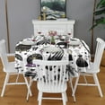 thumbnail image 2 of Black Halloween Witchcraft Elements Round Tablecloth 60"x60",Wrinkle Wipeable Table Cloth for Kitchen Dining Room Picnic Patio Party, 2 of 6