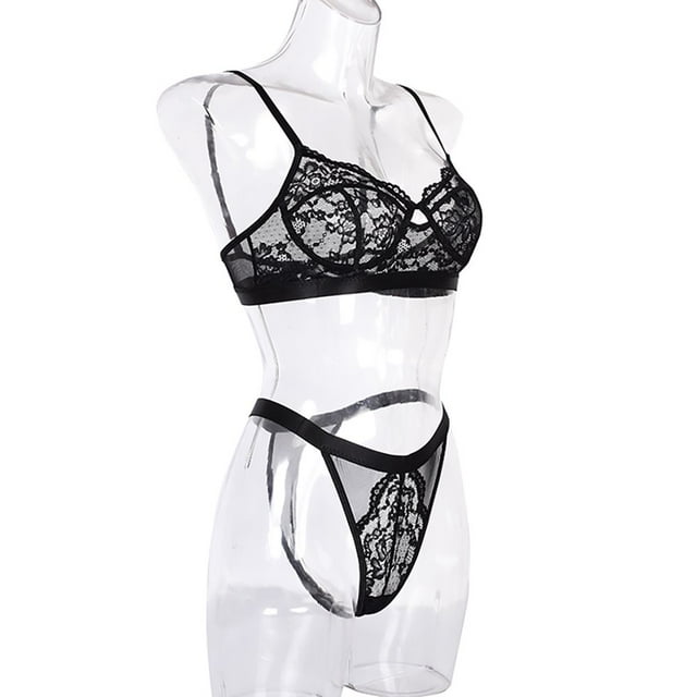CNKOO 2Pcs Lace Hot Underwear Set Bra Underpant Gift for Women