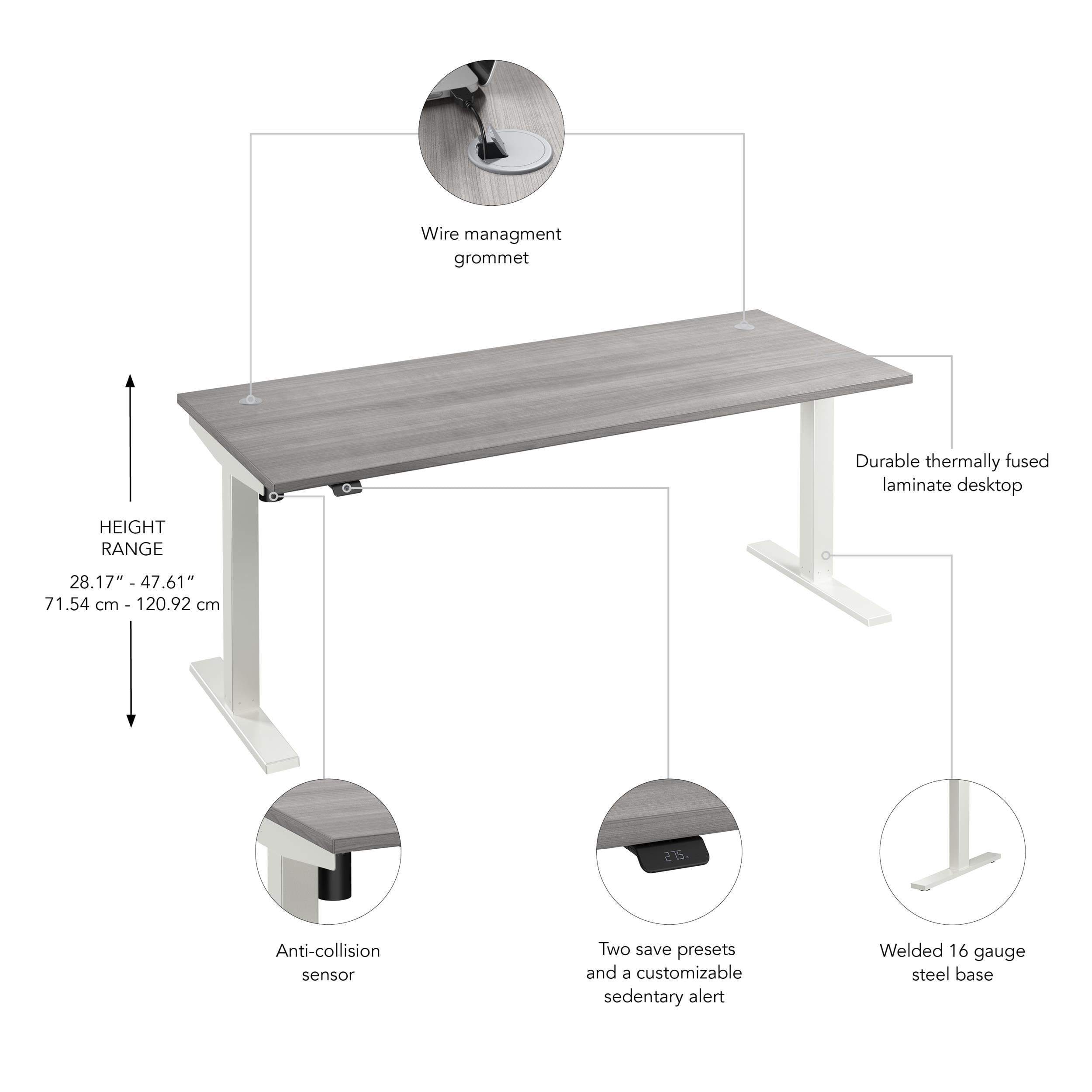 Move 40 Series 72W Adjustable Standing Desk in Platinum Gray - Engineered Wood