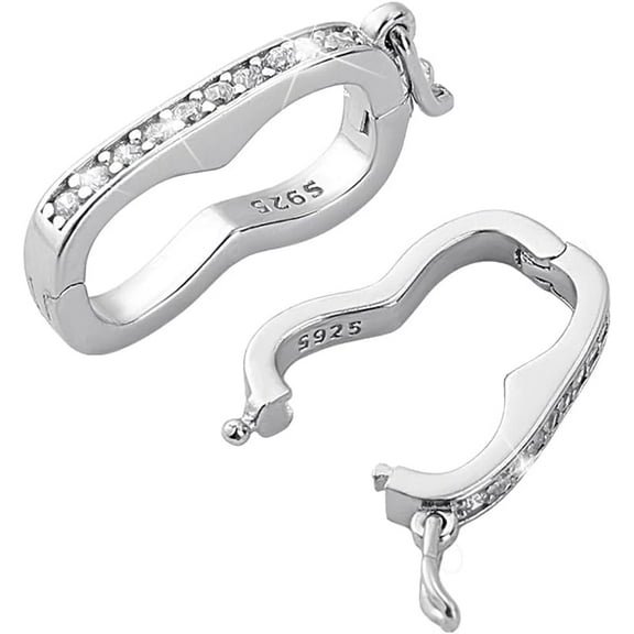 2pcs 925 Sterling Sliver Peanut Twister Clasps with Crystal Rhinestone for Purse Making Platinum 16.5x7x2mm