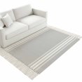 thumbnail image 4 of Grey Striped Washable Area Rug 3'x5',Luxurious White Stripes Modern Abstract Art Woven Cotton Tassels Kitchen Rugs,Non Slip Indoor Door Mat Throw Carpet for Entryway Living Room Nursery Laundry Room, 4 of 9