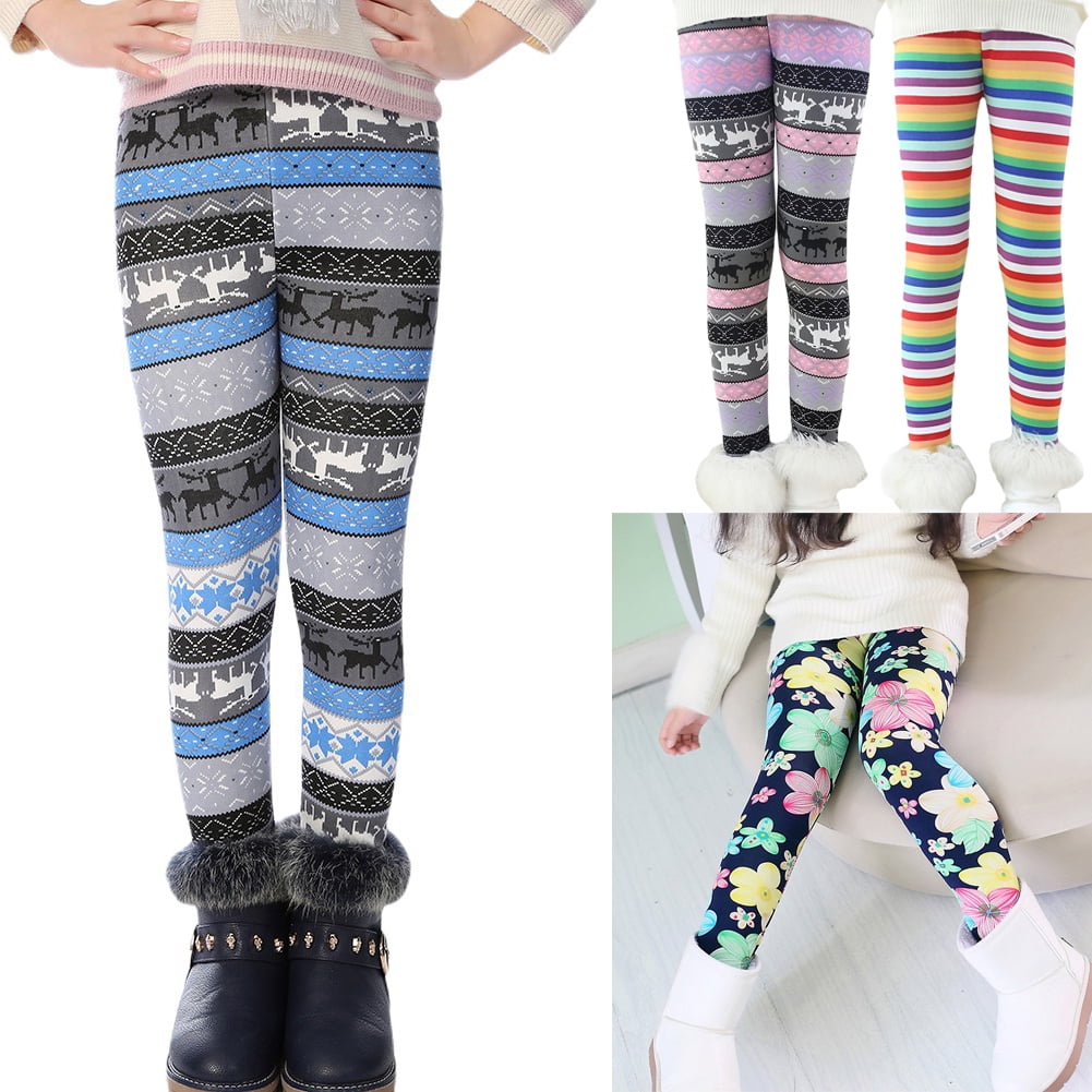 Girls Fleece Leggings Floral Printed Tights Kids Pants Plain Full Length  Children Trousers Winter Warm Stretchy Pants From Mapa_baby, $4.71
