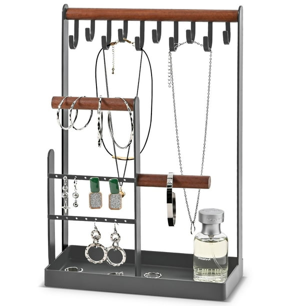 Soporte para joyas de ProCase, 20 x 10 x 32 cm, 4 niveles, organizador gris