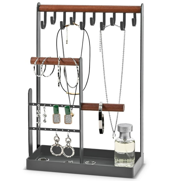 Soporte para joyas de ProCase, 20 x 10 x 32 cm, 4 niveles, organizador gris