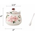 thumbnail image 2 of Ceramic Japanese Hand Painted Flower Sugar Bowl Seasoning Jar with Lid Spoon, 2 of 7