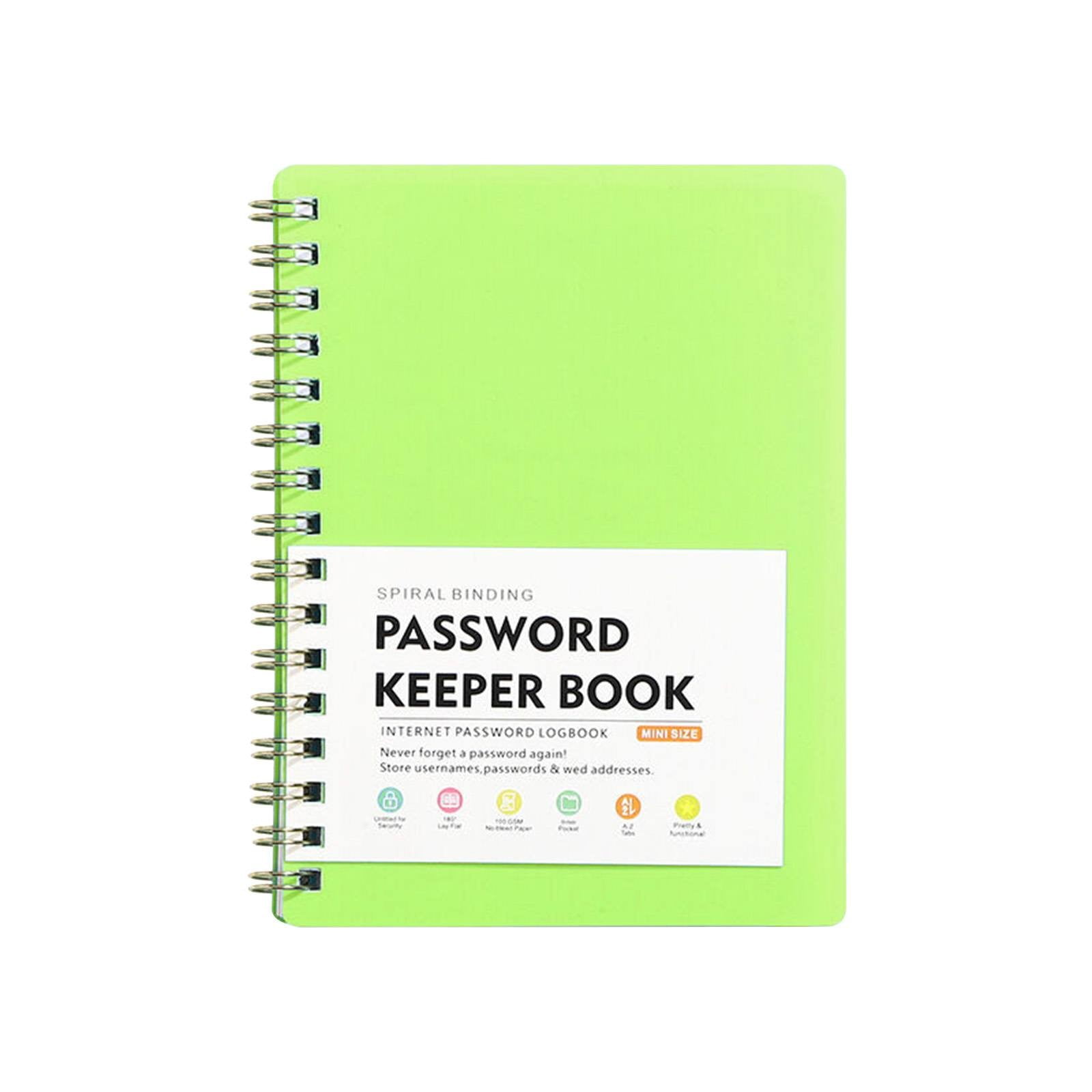 Spiral Bound Password Keeper Book, Password Log Book Code Organizer Books Internet Address Books, Home Office Stationery Accessories, Alphabetical Tabs Compact Portable Hard Cover(Mint Green)