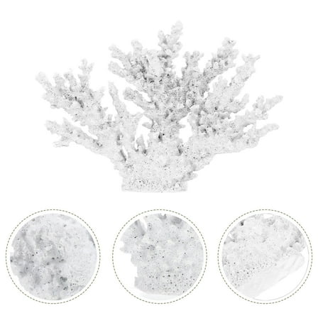 KALLORY 1Set Compact White Coral Resin Figurine For Ocean Home Decor 13.4X9.4X1.6In