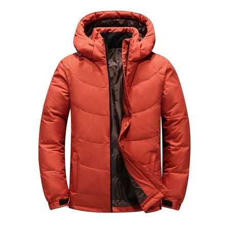Mens Jacket Men s Hooded Long Sleeve Solid Zipper Workwear Thicken Outdoor Down Jacket Jacket for Men Mens Jackets Lightweight Mens Winter Jacket Mens Fall Jacket Winter Jacket