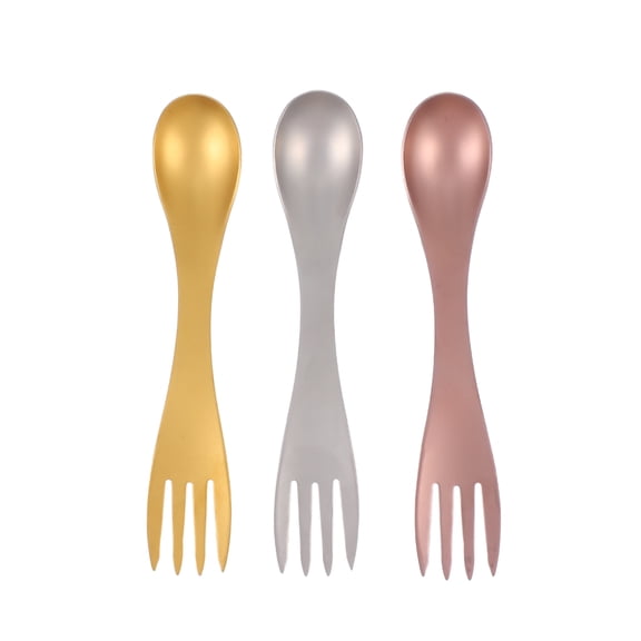 3pcs Portable 2 in 1 Spoon Fork Combination Utensil Multifunctional Tableware