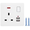 thumbnail image 1 of Interruptor de enchufe de pared 13A con 2 puertos de carga USB toma de pared mejoras para el hogar Reino Unido AC100-250V, 1 of 5