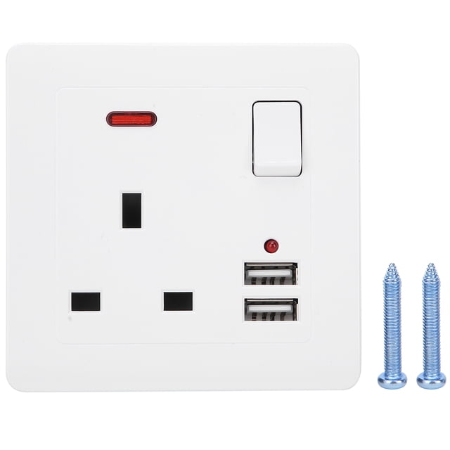 Interruptor de enchufe de pared 13A con 2 puertos de carga USB toma de pared mejoras para el hogar Reino Unido AC100-250V