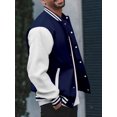 thumbnail image 5 of KelaJuan Men's Spring Autumn Casual Coat Long Sleeve Lapel Button Up Contrast Color Baseball Jacket, 5 of 6