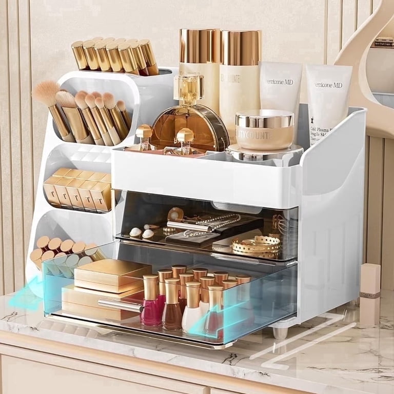 Delamu Makeup Organizer With Drawers, White photo 1