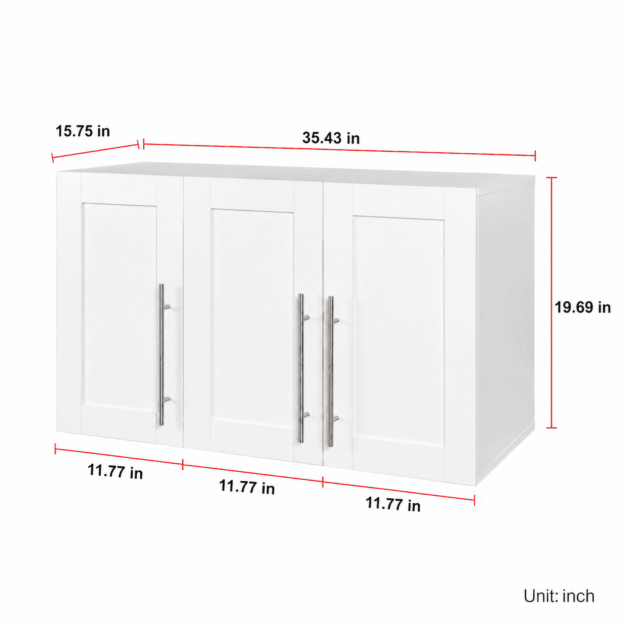 Aukfa 35.4" Wall Mounted Storage Cabinet with Adjustable Shelves, Stackable White Utility Cabinet for Laundry Room & Kitchen, White