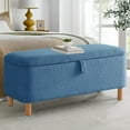 thumbnail image 5 of Othniel 39.5" Blue Boucle Storage Ottoman Bench Wood Legs Modern Footrest for Living Room Bedroom, 5 of 9