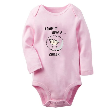 

I Don t Give A Sheep Funny Rompers Newborn Baby Unisex Bodysuits Infant Jumpsuits Toddler 0-12 Months Kids Long Sleeves Oufits (Pink 0-6 Months)