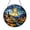 Acrylic 3.5 Inch, variant on Starry Night Village Stained Glass Suncatcher, Round Window Panel with Radiant Sun and Evening Sky, Scenic Home Decor