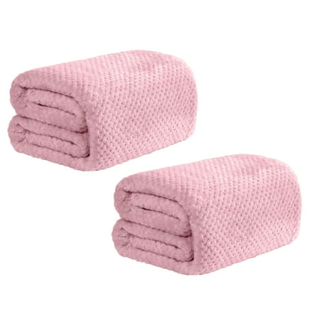 

Oleegame 2PC Kitchen Rug Solid Color Pineapple Plaid Flannel Blanket Coral Velvet Sofa Cover Blanket Air Conditioning Blanket Nap Blanket Pink