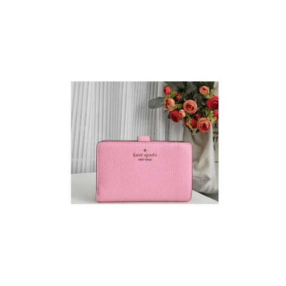 Kate Spade Leila Medium Compact Bifold Wallet Leather Bright Carnation