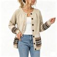 thumbnail image 2 of JUUNthy Womens Cardigan Sweater, Button Down Long Sleeve Vintage Pattern 2026 Fashion Casual Knit Outerwear Beige M, 2 of 14
