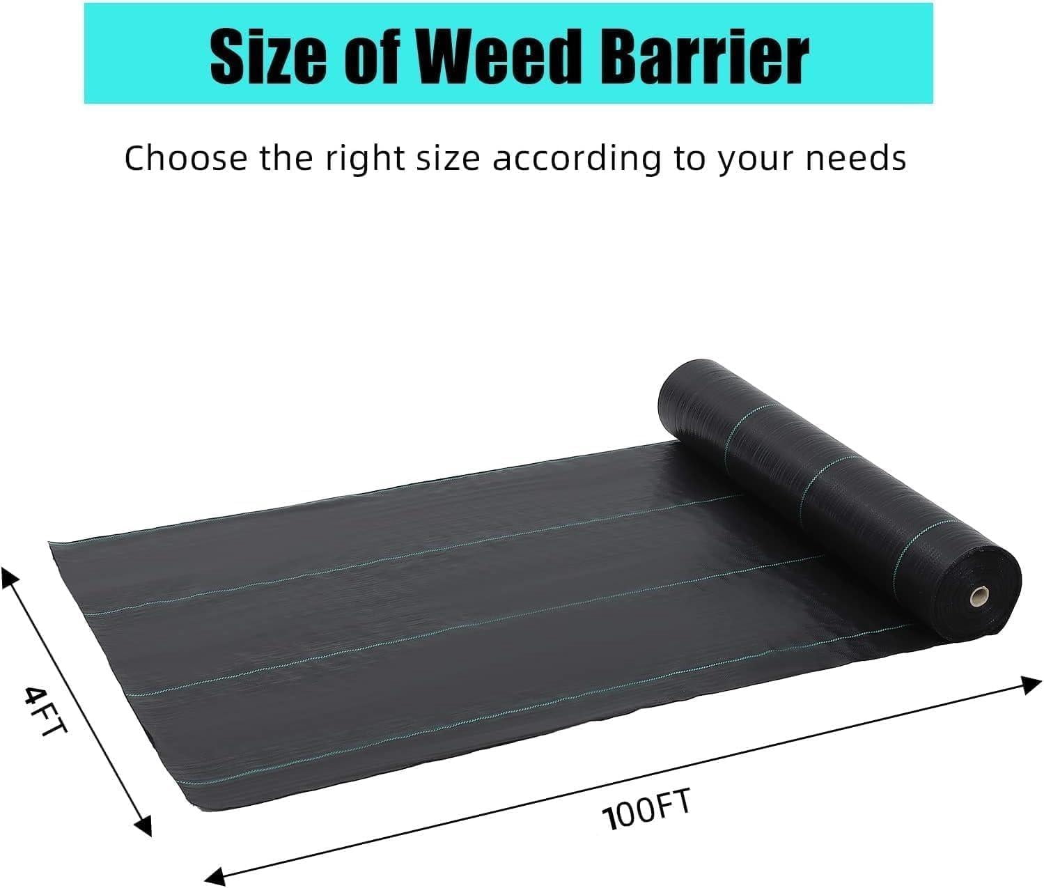 Kicctian 4ft x 100ft Weed Barrier Landscape Fabric, Heavy Duty 1.8oz Non-Woven Weed Barrier Landscape Ground Cover, Yard, Garden Mat