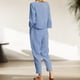 thumbnail image 5 of Trajes De 2 Piezas Conjunto de pantalones de 2 piezas de lino y algodón de manga larga para mujer, ropa diaria (azul XXXL) Ygjytge para Mujer Azul T S, 5 of 6