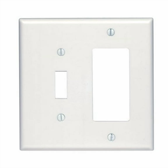 Leviton 80605-W White Midway Two Gang Combination Toggle Switch Decora Wall Plate
