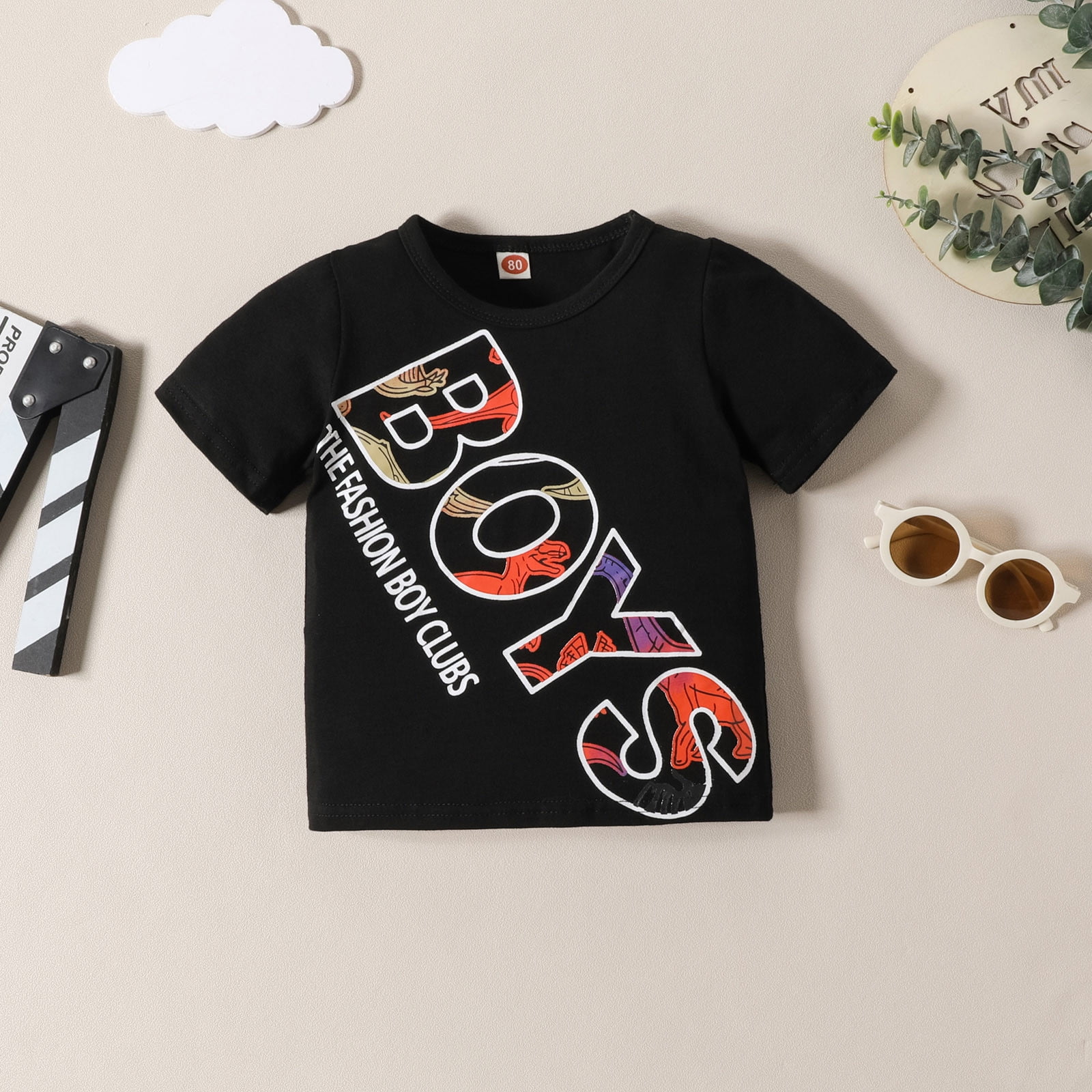 Baby Boy Outfit Sets Dinosaur Animal Letters Printed Short Sleeve Crewneck T Shirt + Elastic Waist Print Shorts 2pcs Outfits 3 Year Old Boy Gifts Summer Casual Toddler Clothes for Boys