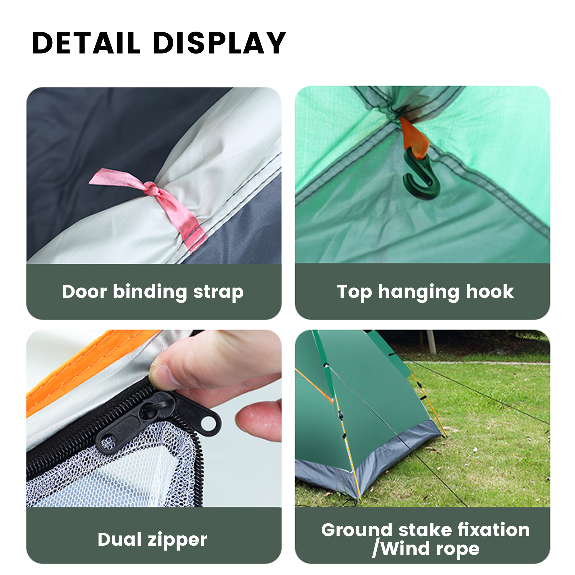 Carpa instantánea para 2-4 personas, fácil instalación automática pop-up para acampar, exteriores, playa, senderismo y viajes, verde 7