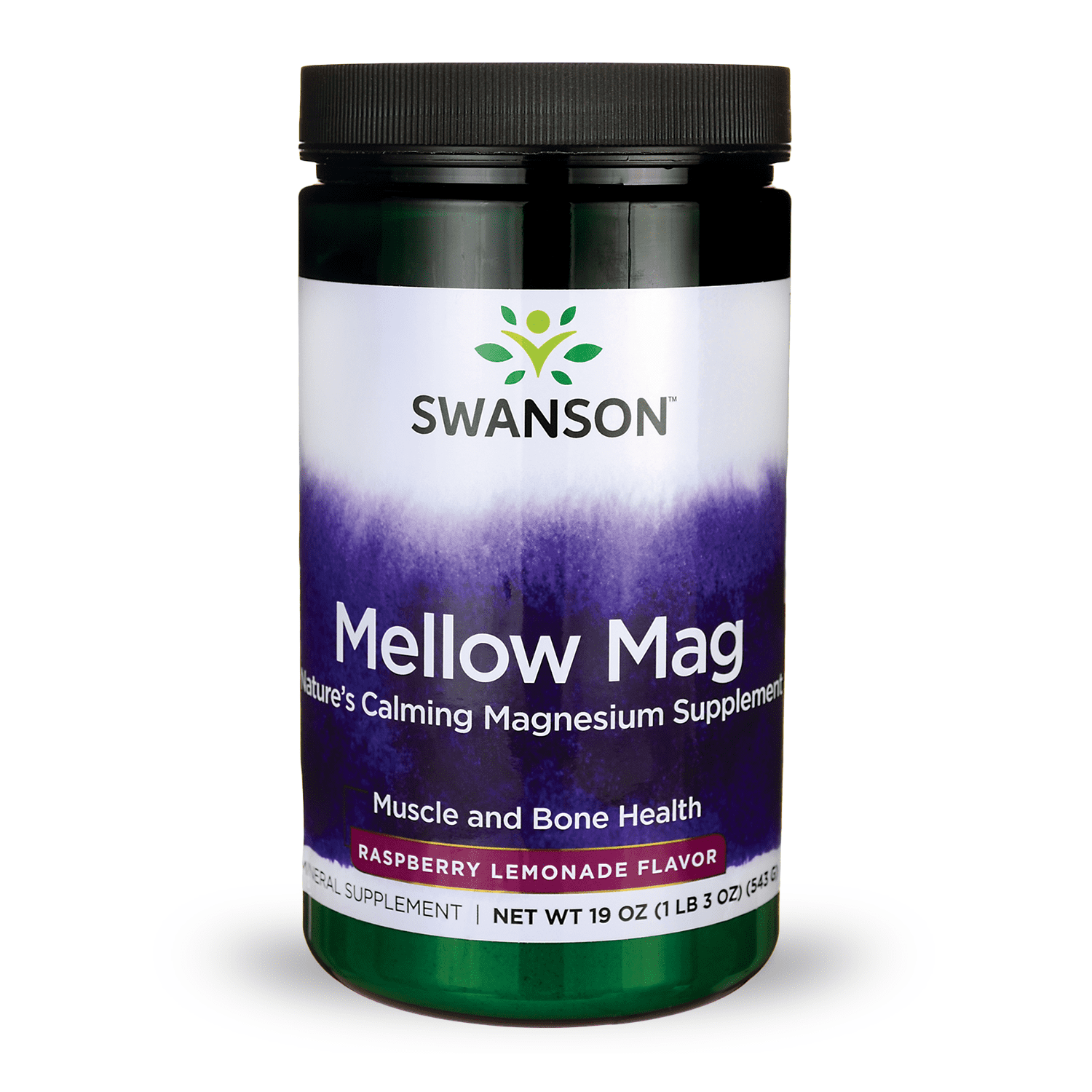 Swanson Mellow Magnesium Drink Mix Powder, Raspberry Lemonade, 19 oz