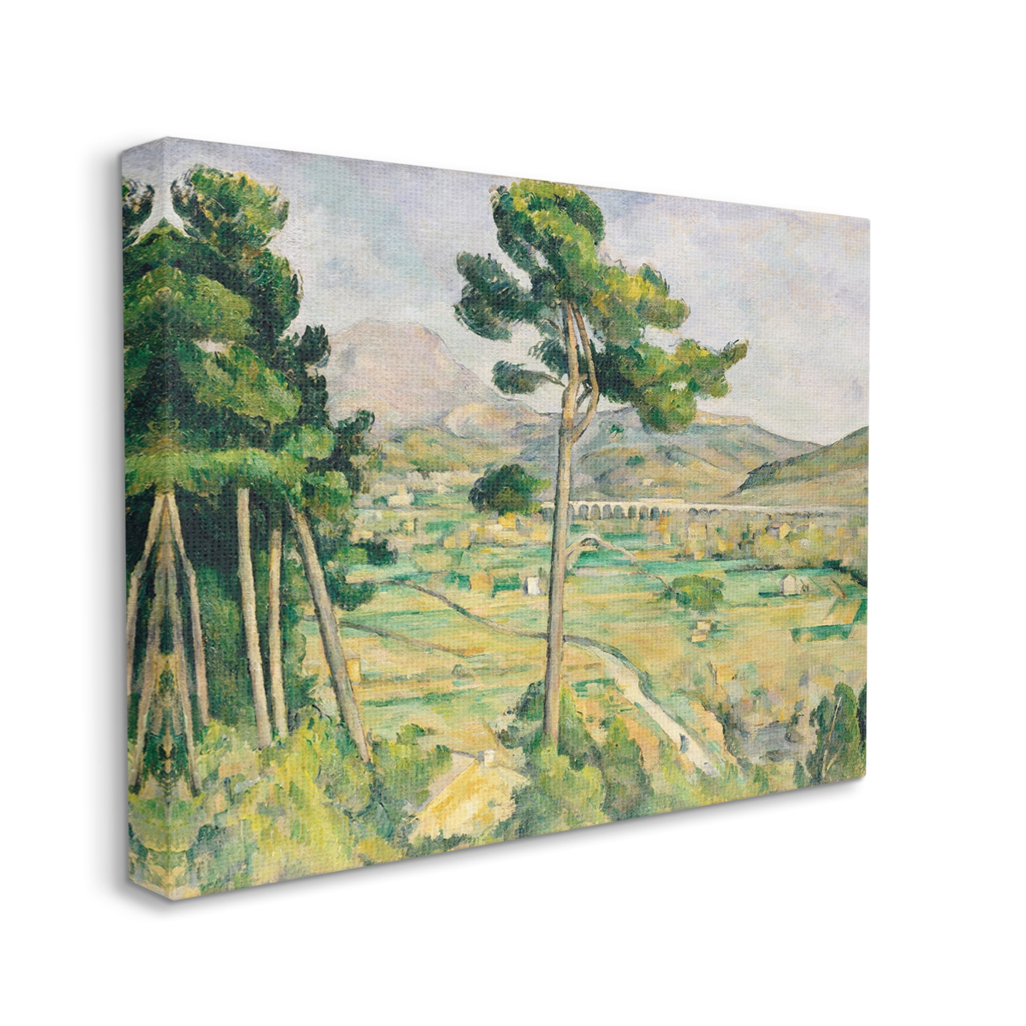 Stupell Industries Rural Green Scenery Distant Bridge Mountain Trees Painting Gallery Wrapped Canvas Print Wall Art, Design by Lettered and Lined