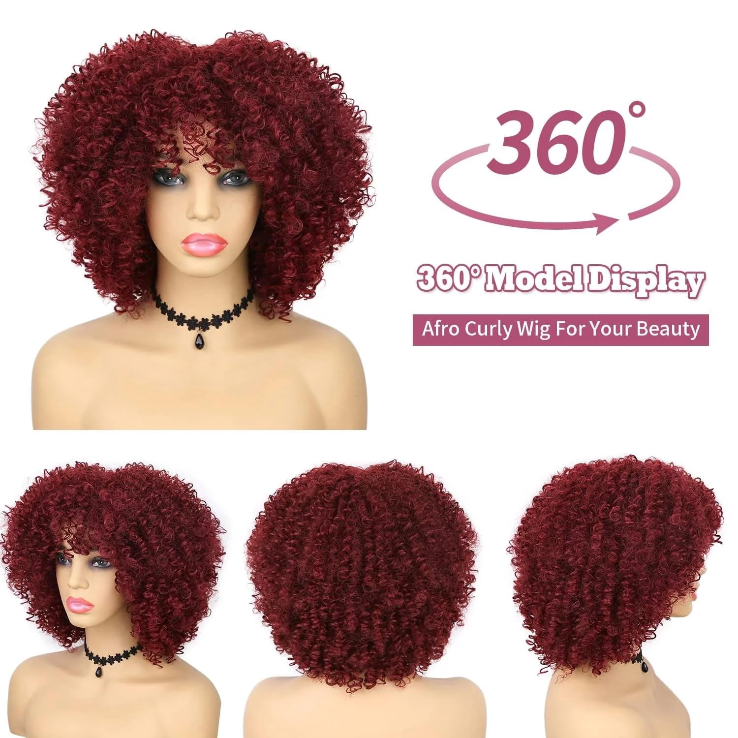 DOPI Wavelet Hair Peruvian Curly Human Hair Wig Adjustable Curly Wigs for Women