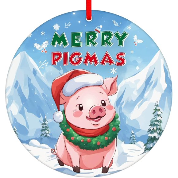 D4DREAM Farmhouse Christmas Pig Ornaments for Tree - Merry Pigmas Decorations, Funny Farm Animal Hanging Ornaments, Rustic Gifts for Pig Lovers Kids