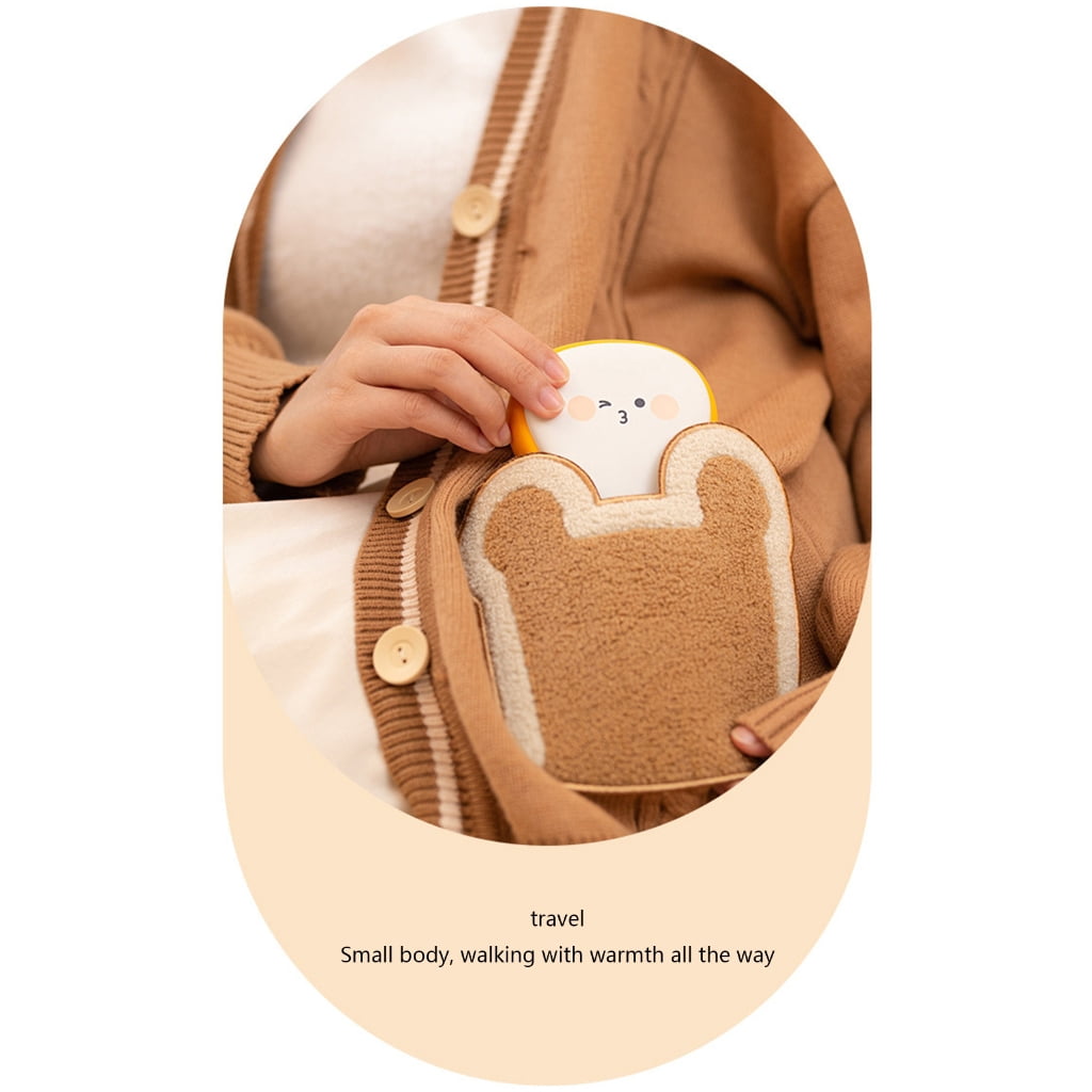 Double-Sided Pocket Hand Warmer USB Charging Cartoon Bread Warmer Lovely Gift