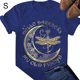 thumbnail image 1 of Camiseta de mujer con estampado de manga corta, cuello redondo, blusa informal de verano, azul, S Yuarrent AP002571-08, 1 of 5