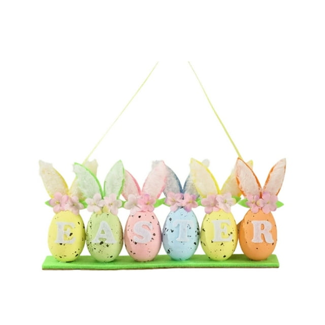 zhangmingg Easter Egg Ornament Decorative Desktop Display with Rabbit Figurines for Home and Seasonal Celebration