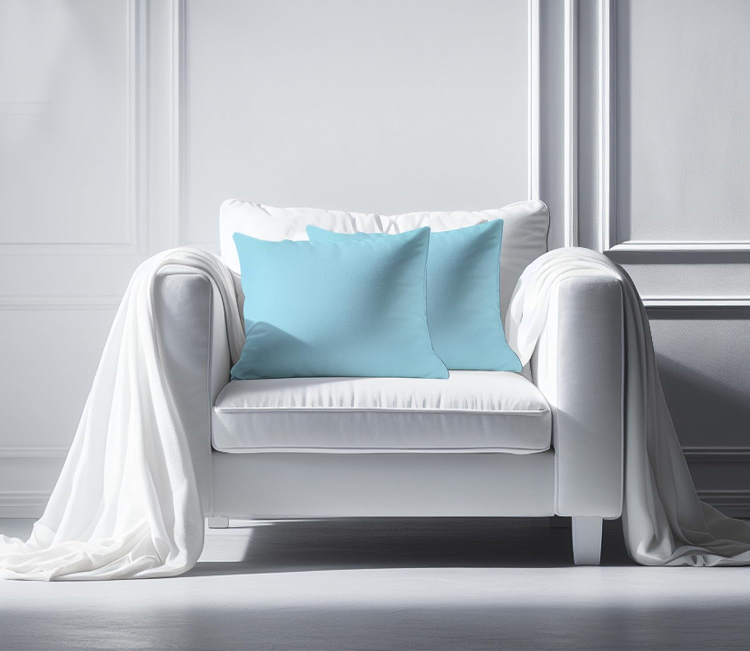 A1HC Hypoallergenic Down Alternative Pillow Inserts, 12x20 in, Rectangular, Pack of 2, Light Blue