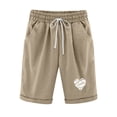 thumbnail image 2 of Shorts for Women, Women Elastic Waist Love Printed Drawstring Shorts, 2 of 3