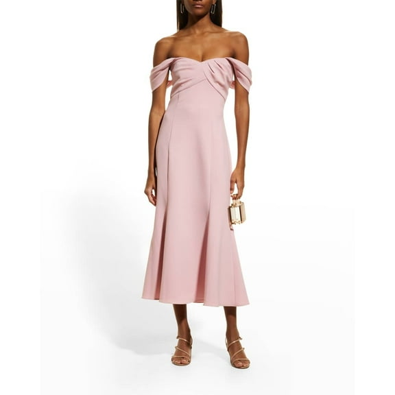 Shoshanna PINK Women's Suzanna Off-the-Shoulder Crepe Dress, US 6