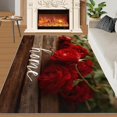 thumbnail image 3 of Red Rose Rugs for Living Room - Nordic Minimalist Area Rug, 5x8 Rug, Wooden Planks Washable Non Slip Rugs, Farmhouse Carpet, Floral Carpet - Red Rose Home Decor Gifts for Women, 3 of 4