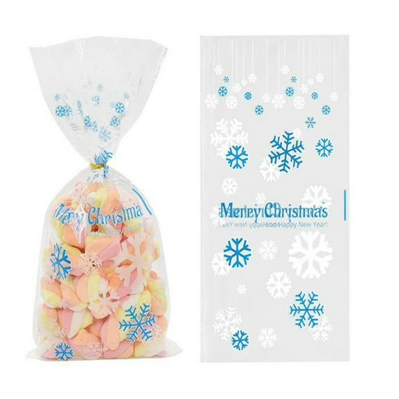 CoreLiving Christmas Cellophane Bags 5x10 inch, 50-Pack Treat & Cookie Gift Bags with Twist Ties, Essential for Holiday Party Favors, Gift Giving & Baking