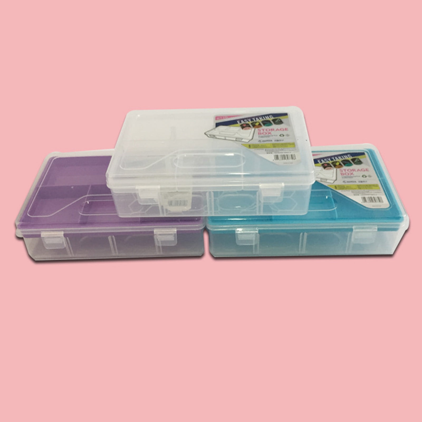 Pencil Box for Office Supplies Storage Organizer Box,Double Layer Large Capacity Pencil Boxes,Plastic Crayon Box with Snap-tight Lid,Stackable Storage Box for Gel Pens Pencil Case Organizer-Blue