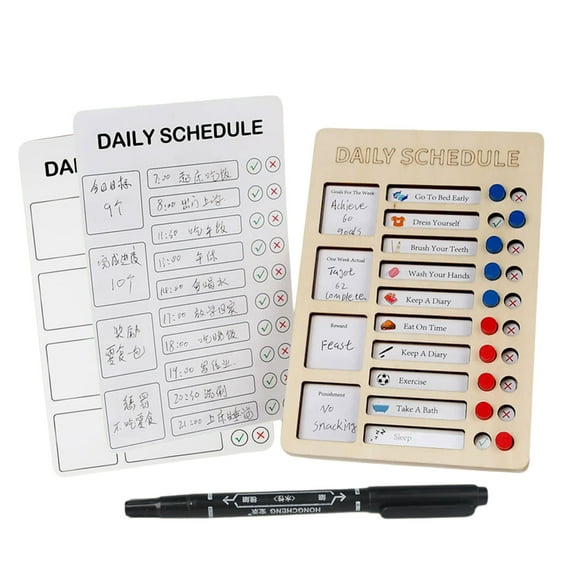 Portable Daily Checklist Board Self-discipline Chores Chart Adults Children Schedule Reminder Board with Chore Cards