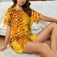 thumbnail image 6 of Bingfone Bees on Hive Honeycomb Print Pajamas Sets for Women Soft Short-Sleeved Pjs with Lounge Shorts Two Piece Sleepwear, 6 of 8
