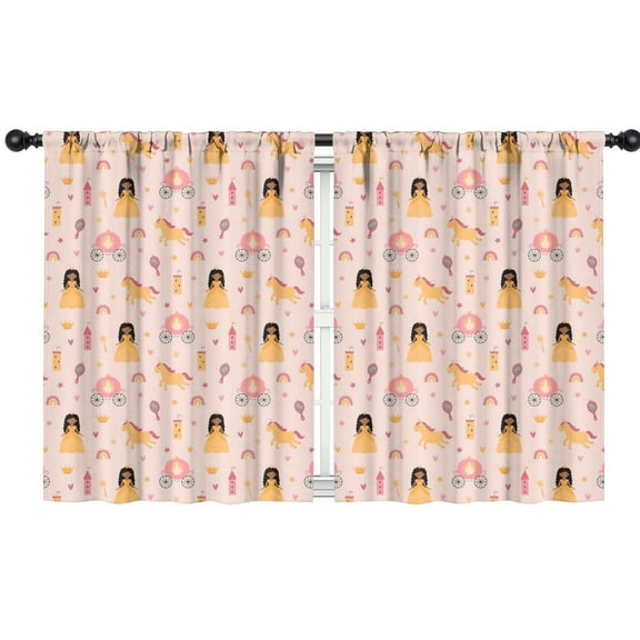 Blackout Kids Curtains,Princess Carriage Pattern Childrens Insulated Curtains Set Of 2,Bedroom Essentials,Toddler Room Decor 42"x54"