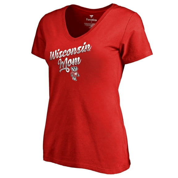 Women's Red Wisconsin Badgers Team Mom T-Shirt