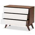 thumbnail image 3 of Baxton Studio Hildon Commode à 3 Tiroirs en Blanc et Brun Noyer, 3 of 7